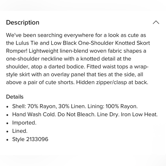 Women’s Lulus Tie and Low One Shoulder Knotted Skort Romper Linen Blend Small - Picture 16 of 16